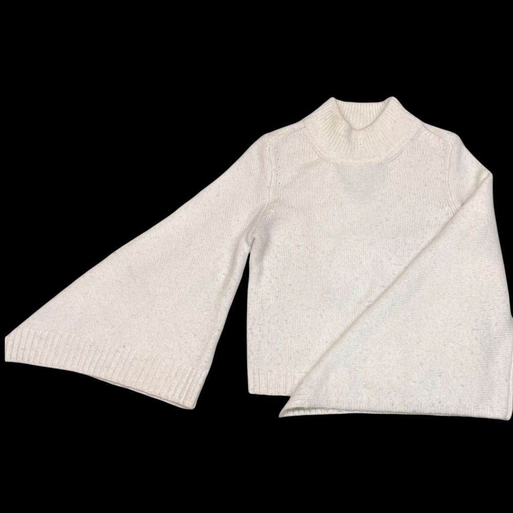 Moth White Turtleneck Flutter Sleeve Sweater - image 1